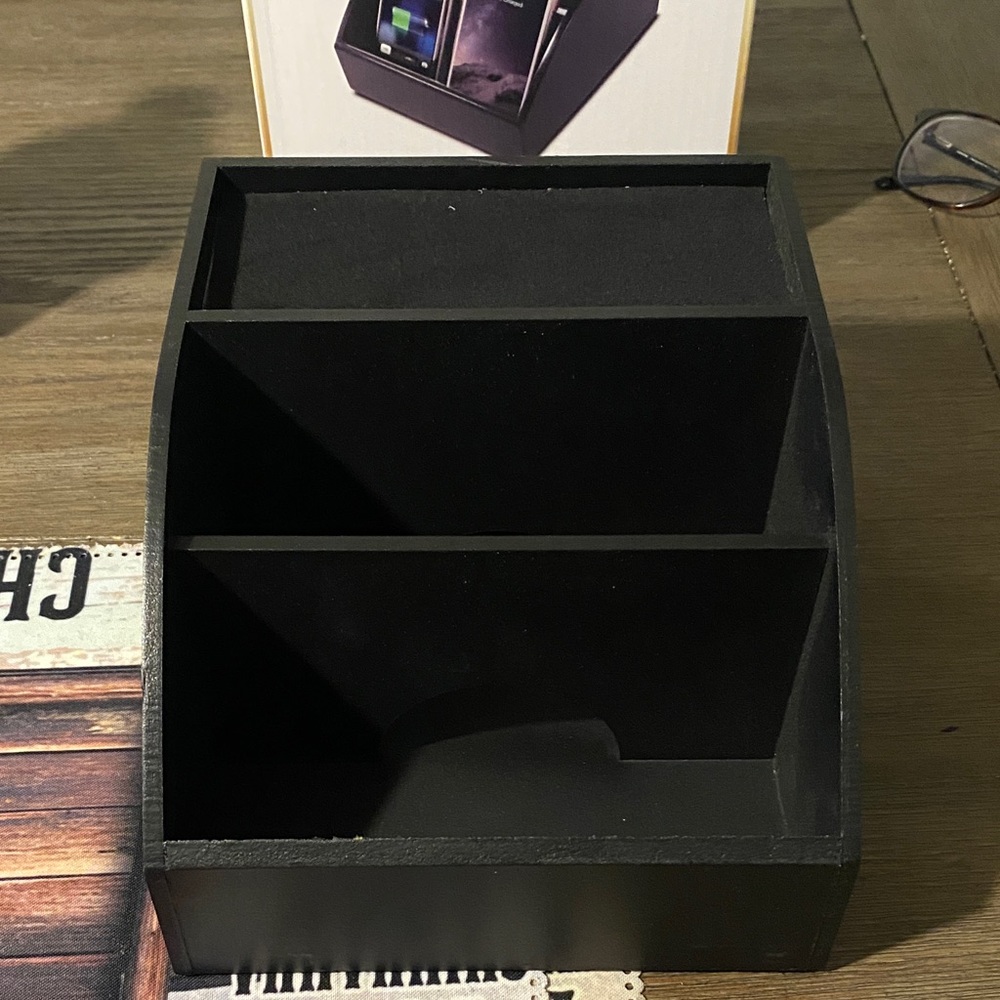 COMPLETELY BRAND NEW Black Wooden Desk Organizer